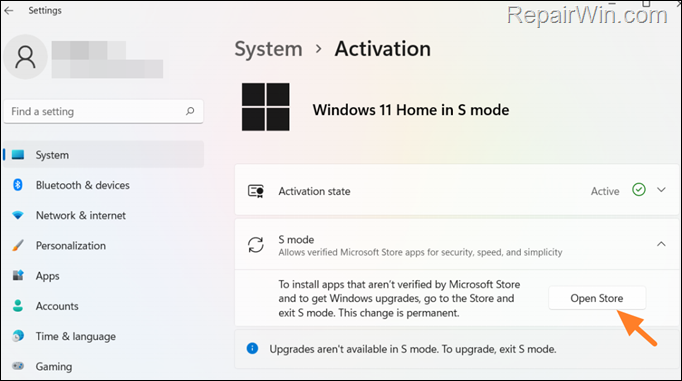 Switch Out of S Mode - Windows 11