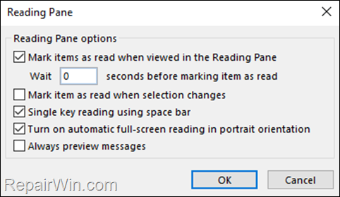 FIX: Outlook emails doesn't marked automatically as read