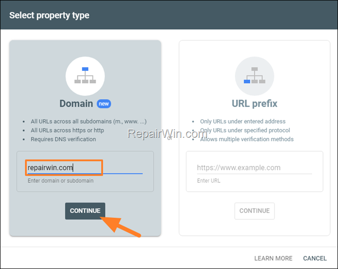 add domain property cpanel