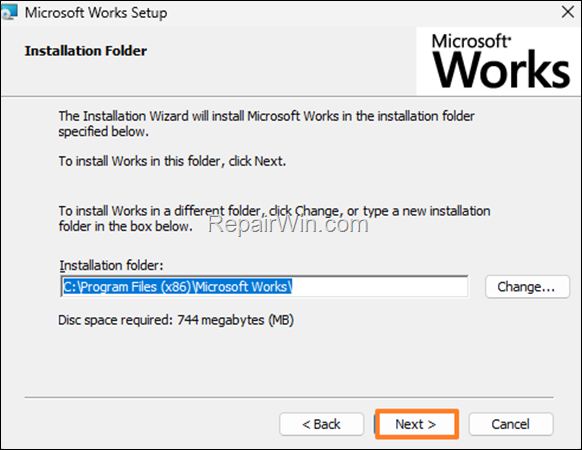 Microsoft Works Install