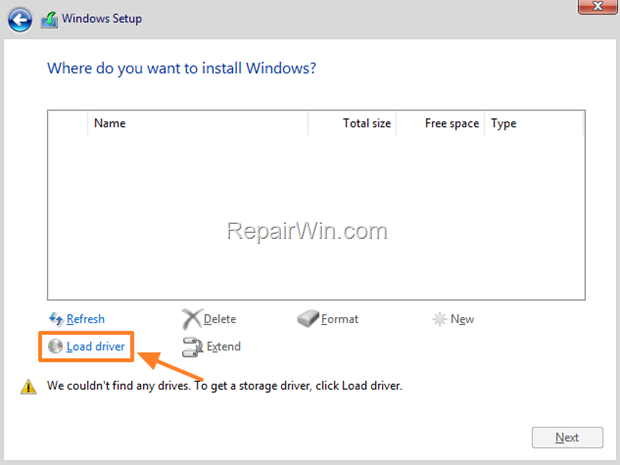 Windows Setup Cannot Find any Drives to Install Windows. 