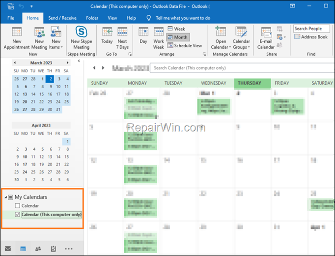 How to Move All Calendar Events to Another Calendar folder in Outlook.