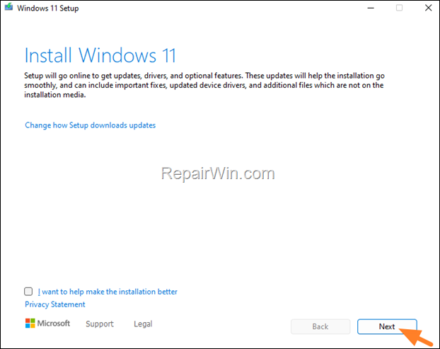 Install Windows 11 - In-place upgrade