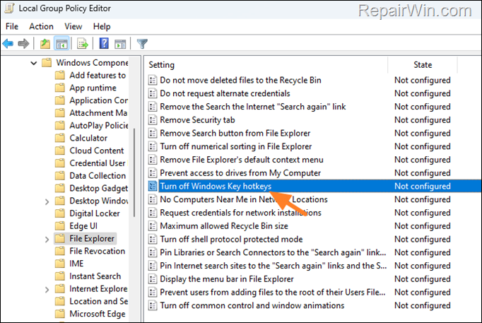 How to Disable Windows key hotkeys -h Group Policy. 
