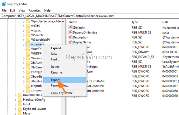 How to backup a registry key