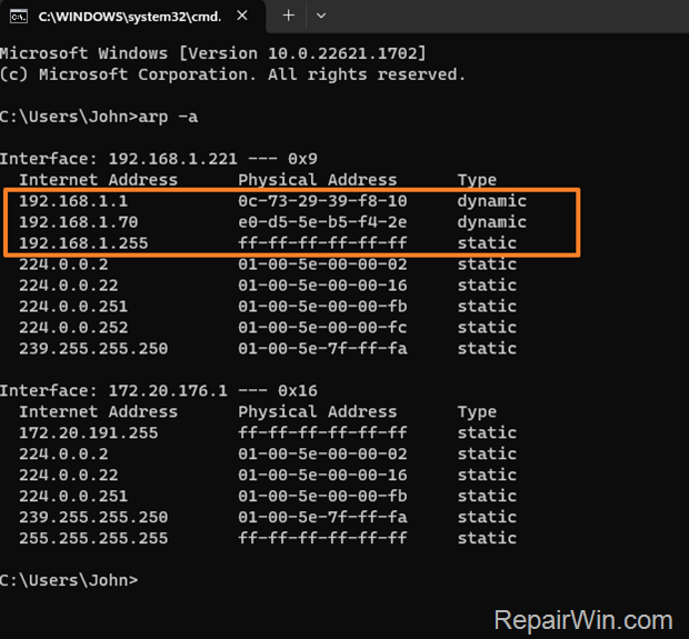 View IP Address of Network Devices.