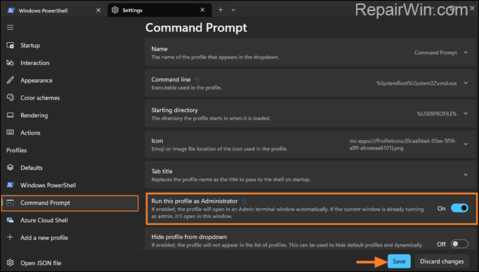 How to Always Open Terminal Command Pompt as Administrator