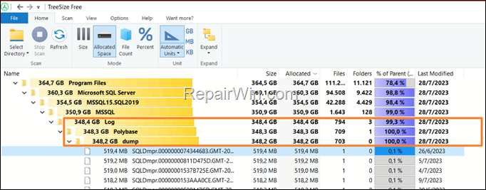 FIX: SQL Server Polybase .DMP files taking a lot of space.