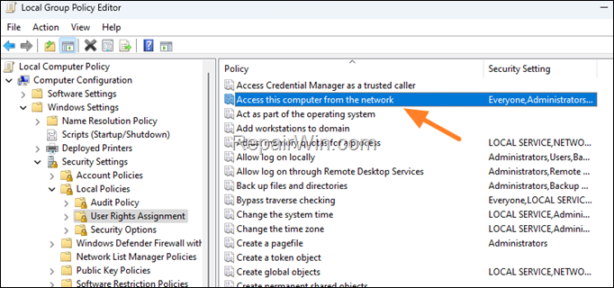 Access this computer from the network 
