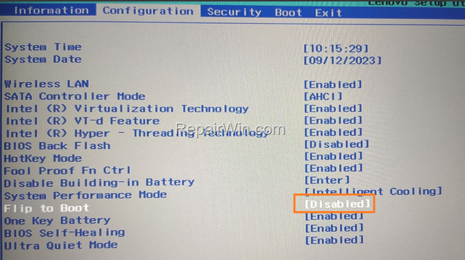 Change Laptop Lid Open Action - Lenovo