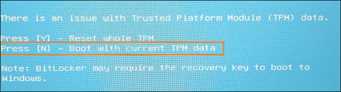 HP - There is an issue with Trusted Platform Module (TPM) data