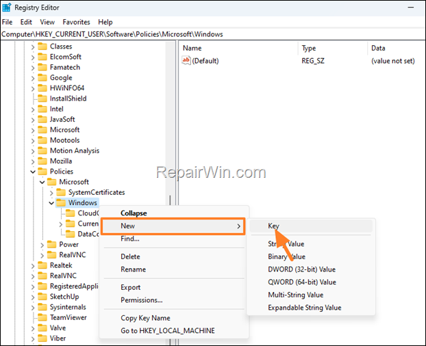 disable copilot on windows 11 from registry