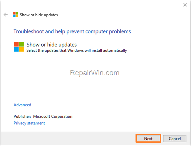Show or Hide Updates 
