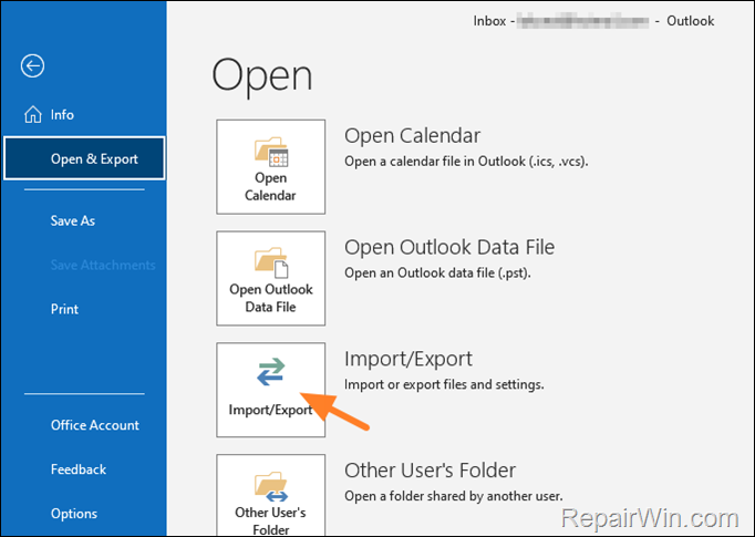 outlook import-export