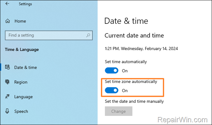 FIX: 'Set Time Zone Automatically' is Grayed Out