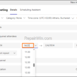 Unable to Schedule Teams Meeting in 15 or 10 minutes slots (Solved)