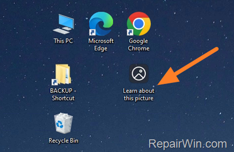 How to Remove "Learn about this picture" icon on Windows 10.