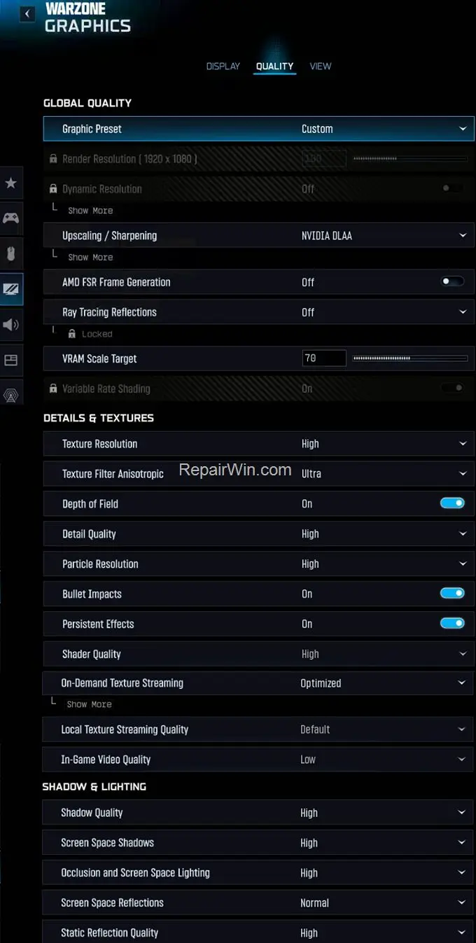 Warzone FPS performance optimization